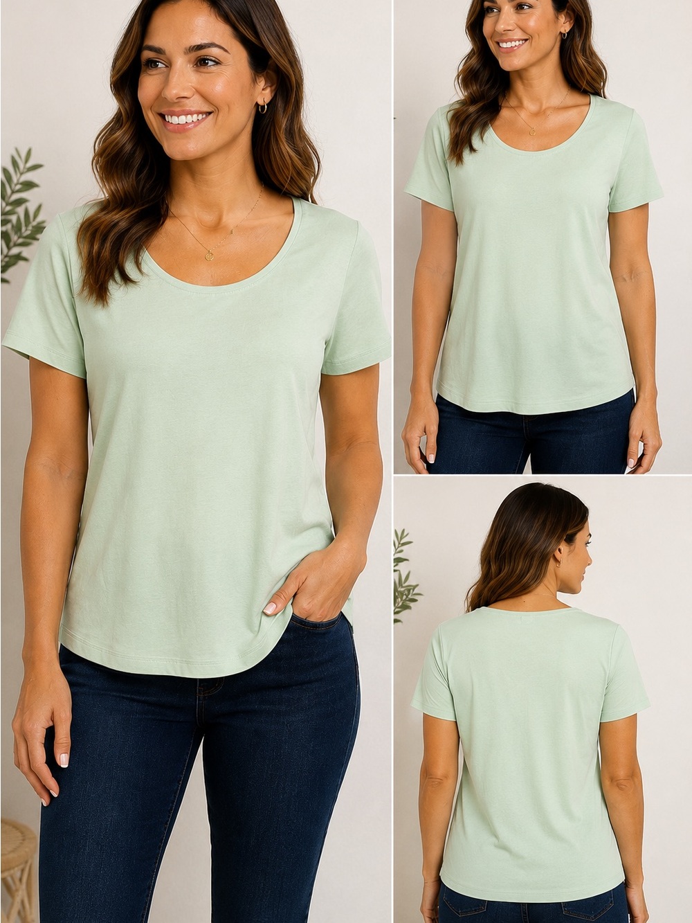 Karen Scott Mint Green Short Sleeve Scoop Neck.